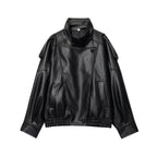 Jaqueta Feminina | Couro Sintético Preto, Oversized Streetwear