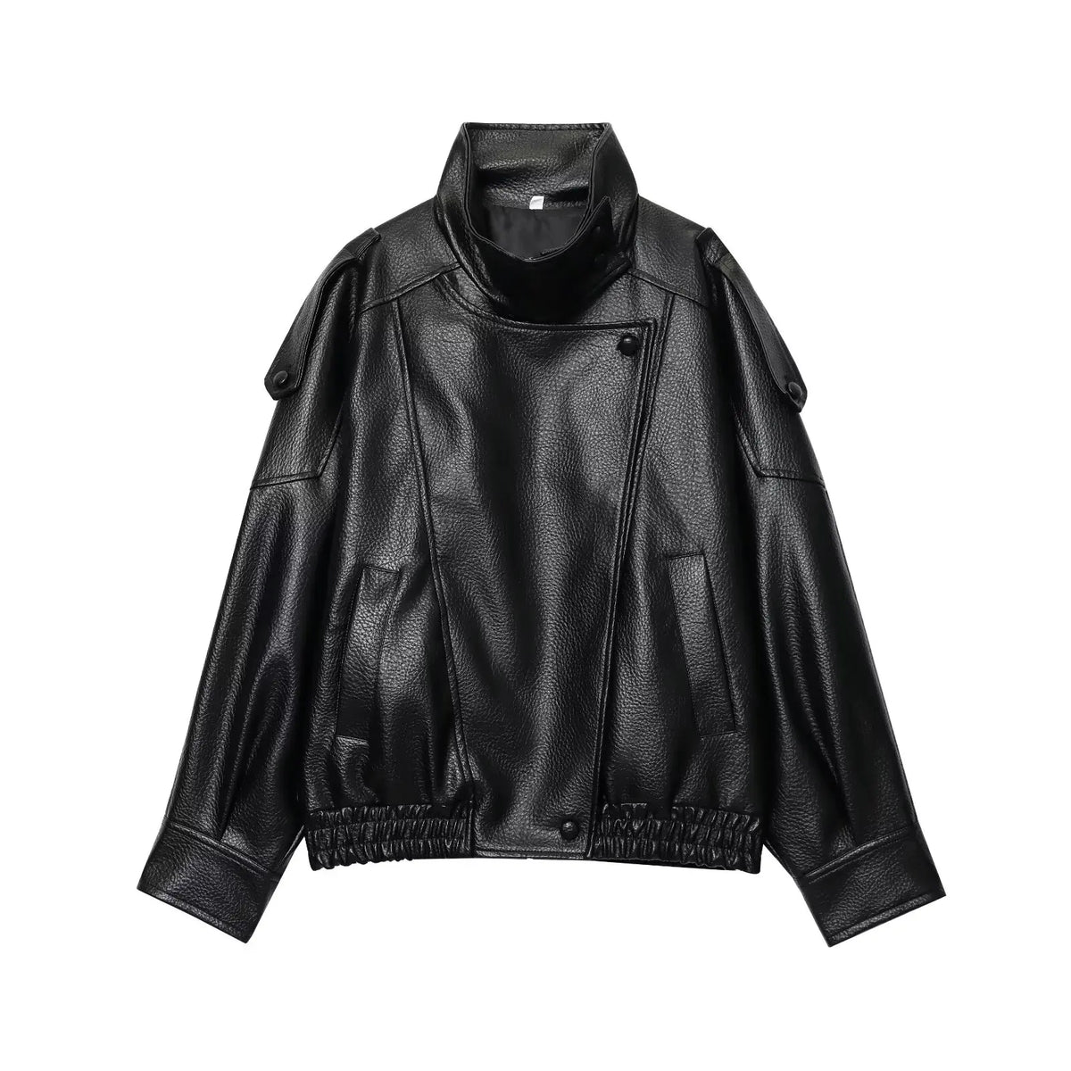 Jaqueta Feminina | Couro Sintético Preto, Oversized Streetwear