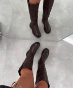 Botas Marrom | Salto Confortável, Forro Térmico