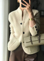 Yvaine | Cardigan Feminino Tricot Texturizado Gola Alta