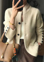Yvaine | Cardigan Feminino Tricot Texturizado Gola Alta