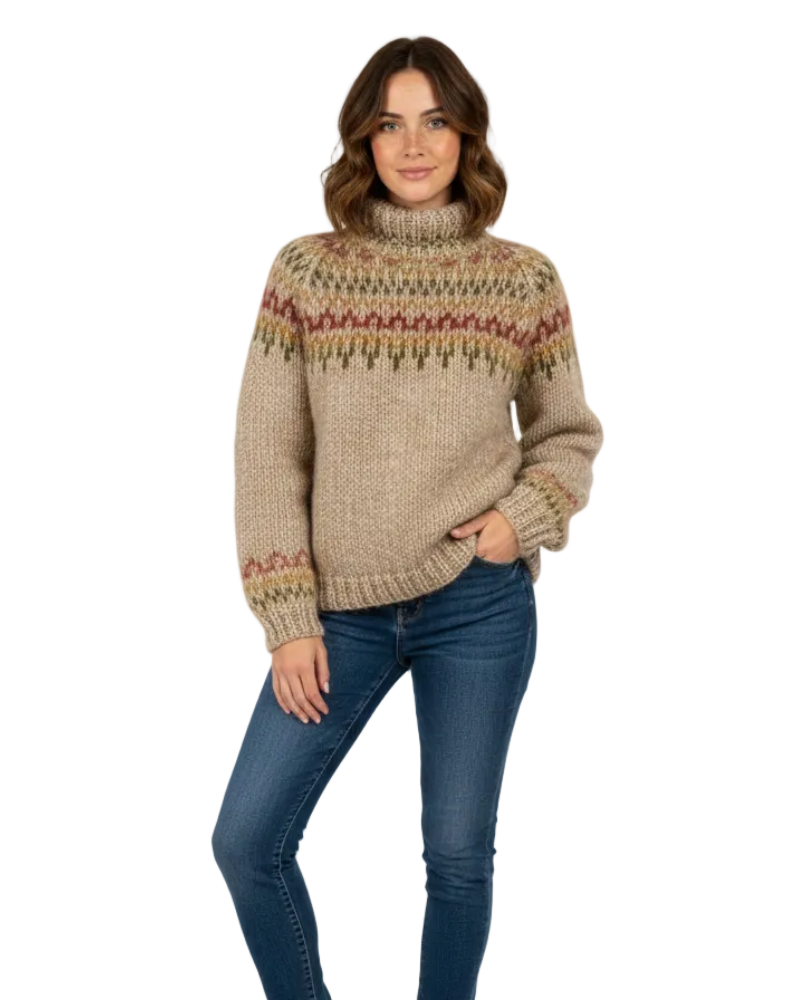 Nina | Camisola Feminina Padrão Nórdico Corte Relaxado
