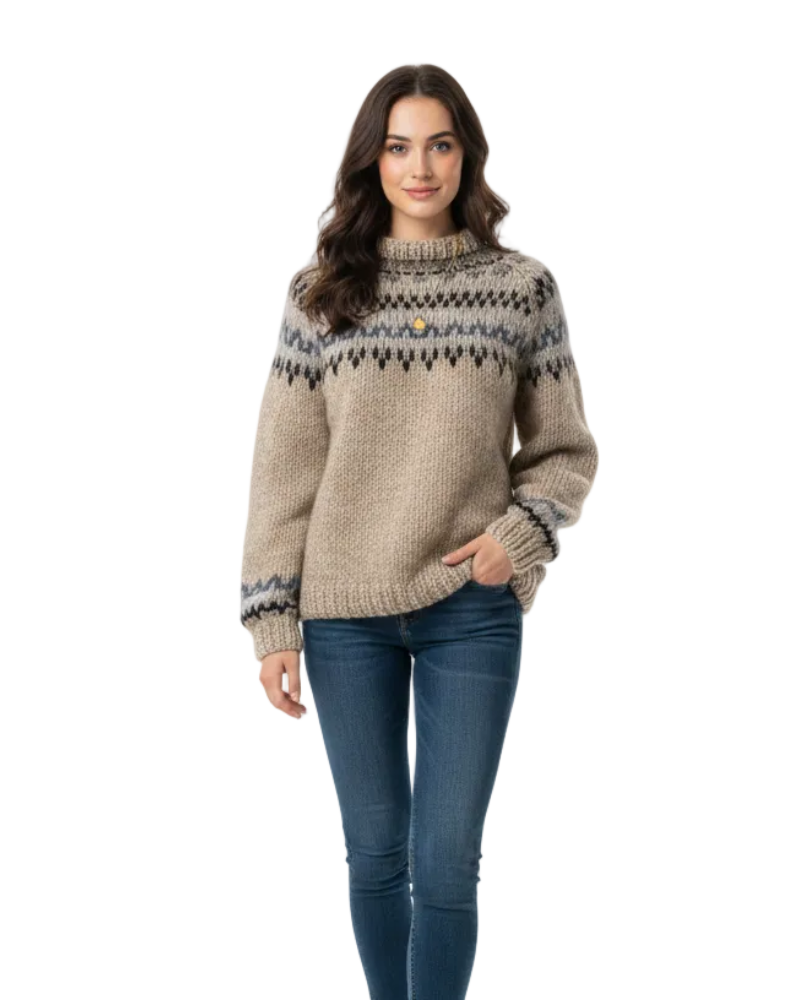 Nina | Camisola Feminina Padrão Nórdico Corte Relaxado