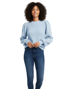 Freya | Mulher Camisola Malha Canelada Mangas Bufantes Gola Redonda