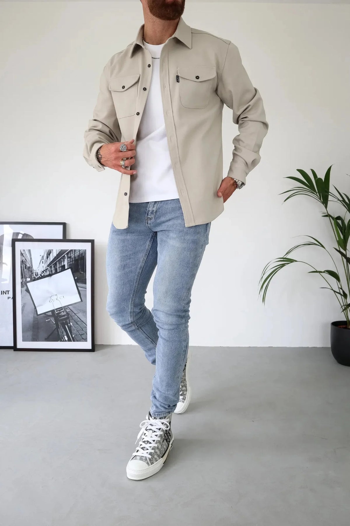 Xanthe | Camisa Jaqueta Masculina com Bolsos no Peito