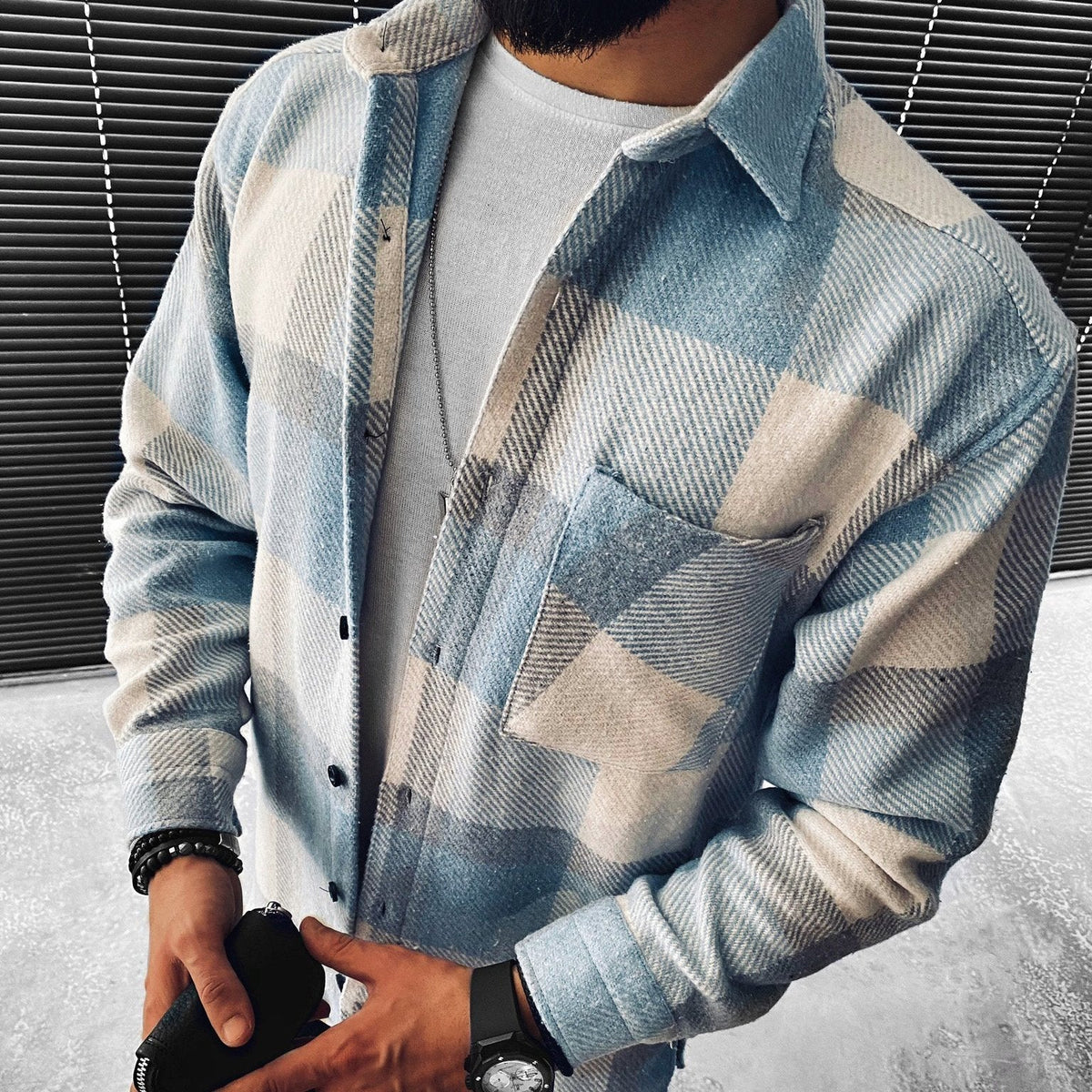 Una | Camisa Masculina Xadrez Botões