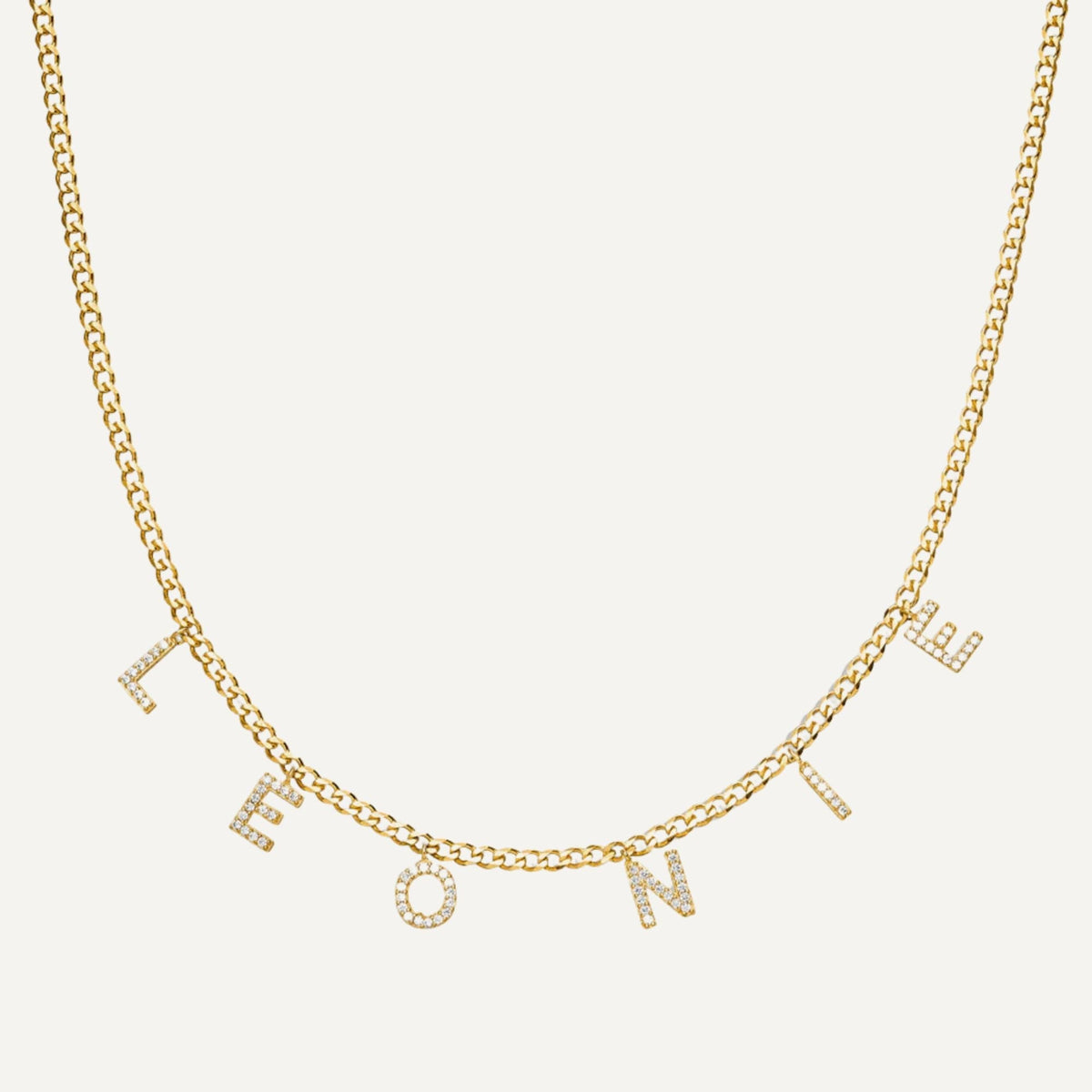 Edith | Colar com Letra Zircônia Estilo Elo Cubano Personalizável