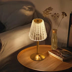 Candeeiro de Mesa LED | Design Cristal Dourado, Sem Fios, Regulável | Marlowe