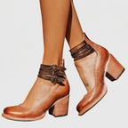 Florine | Botas Femininas Tornozelo Salto Bloco Fivelas