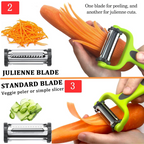 Clea | Descascador de Legumes 3 em 1 | Com Faca Julienne | Multifuncional