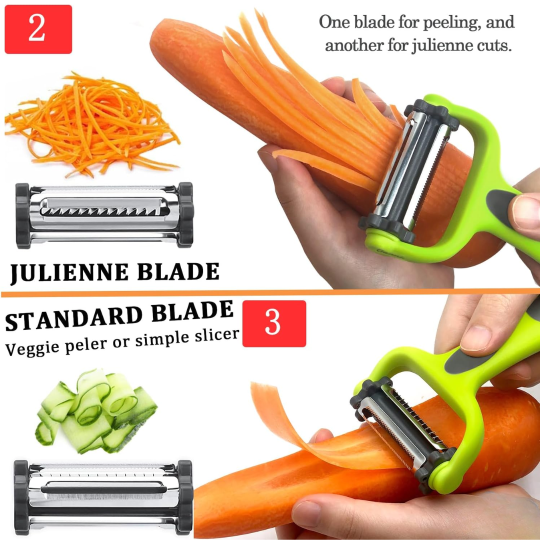 Clea | Descascador de Legumes 3 em 1 | Com Faca Julienne | Multifuncional