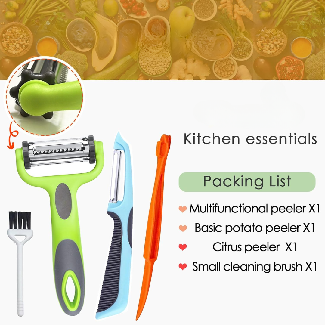 Clea | Descascador de Legumes 3 em 1 | Com Faca Julienne | Multifuncional
