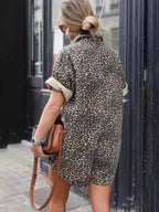 Zara | Mulher Macacão Curto Estampado Leopardo Manga Curta