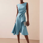 Dione | Vestido Midi Feminino Drapeado Assimétrico