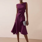 Dione | Vestido Midi Feminino Drapeado Assimétrico