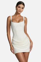 Kestrel | Mulher Mini Vestido Decote Quadrado Franzido