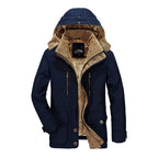 Homem Parka Inverno Forrada Fleece com Capuz