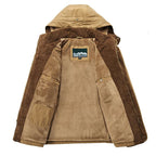 Homem Parka Inverno Forrada Fleece com Capuz