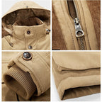 Homem Parka Inverno Forrada Fleece com Capuz