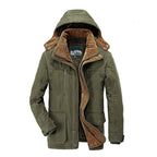 Homem Parka Inverno Forrada Fleece com Capuz