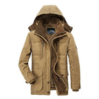 Homem Parka Inverno Forrada Fleece com Capuz