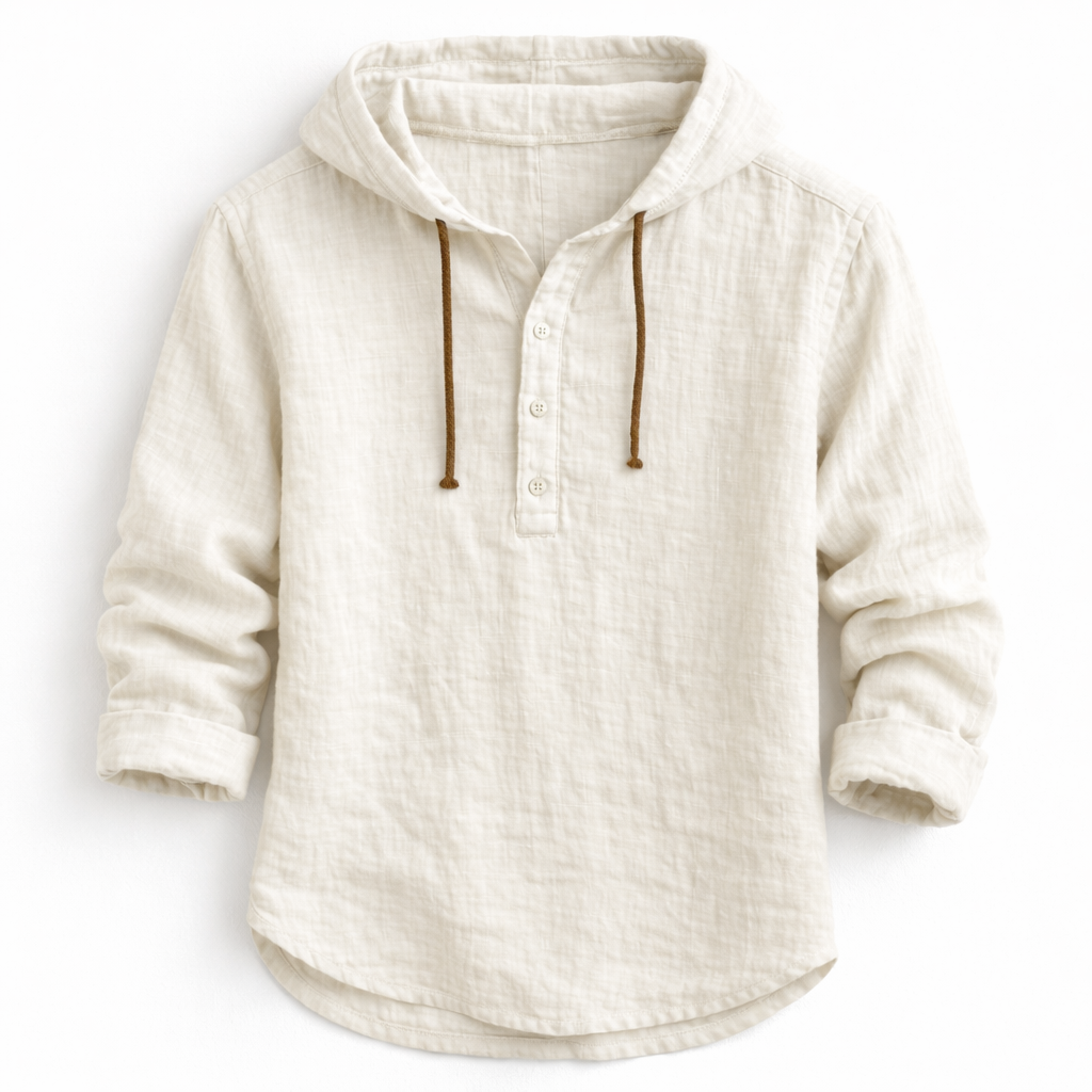 Dione | Homem Camisa Henley com Capuz Manga Comprida