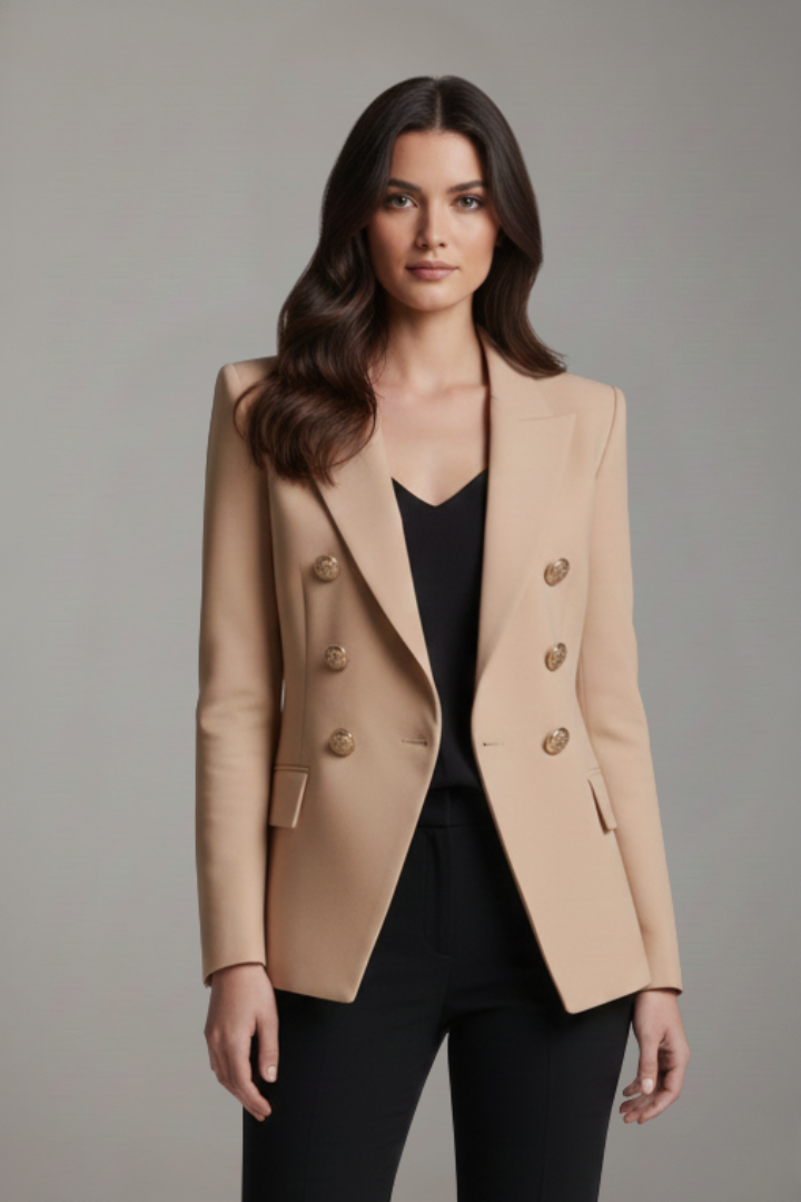 Ximena | Mulher Blazer Duplo Abotoamento Botões Dourados