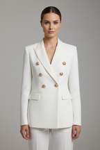 Ximena | Mulher Blazer Duplo Abotoamento Botões Dourados