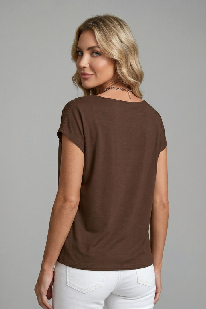 Clea | Blusa Feminina Gola Cowl Drapeada Manga Curta