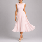Quinn | Vestido Midi Plissado Feminino com Decote Drapeado