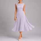 Quinn | Vestido Midi Plissado Feminino com Decote Drapeado