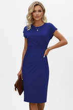 Perla | Vestido Feminino Joelho Gola Redonda Franzido