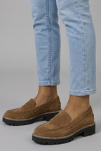 Xanthe | Mocassins Femininos Camurça Bico Redondo