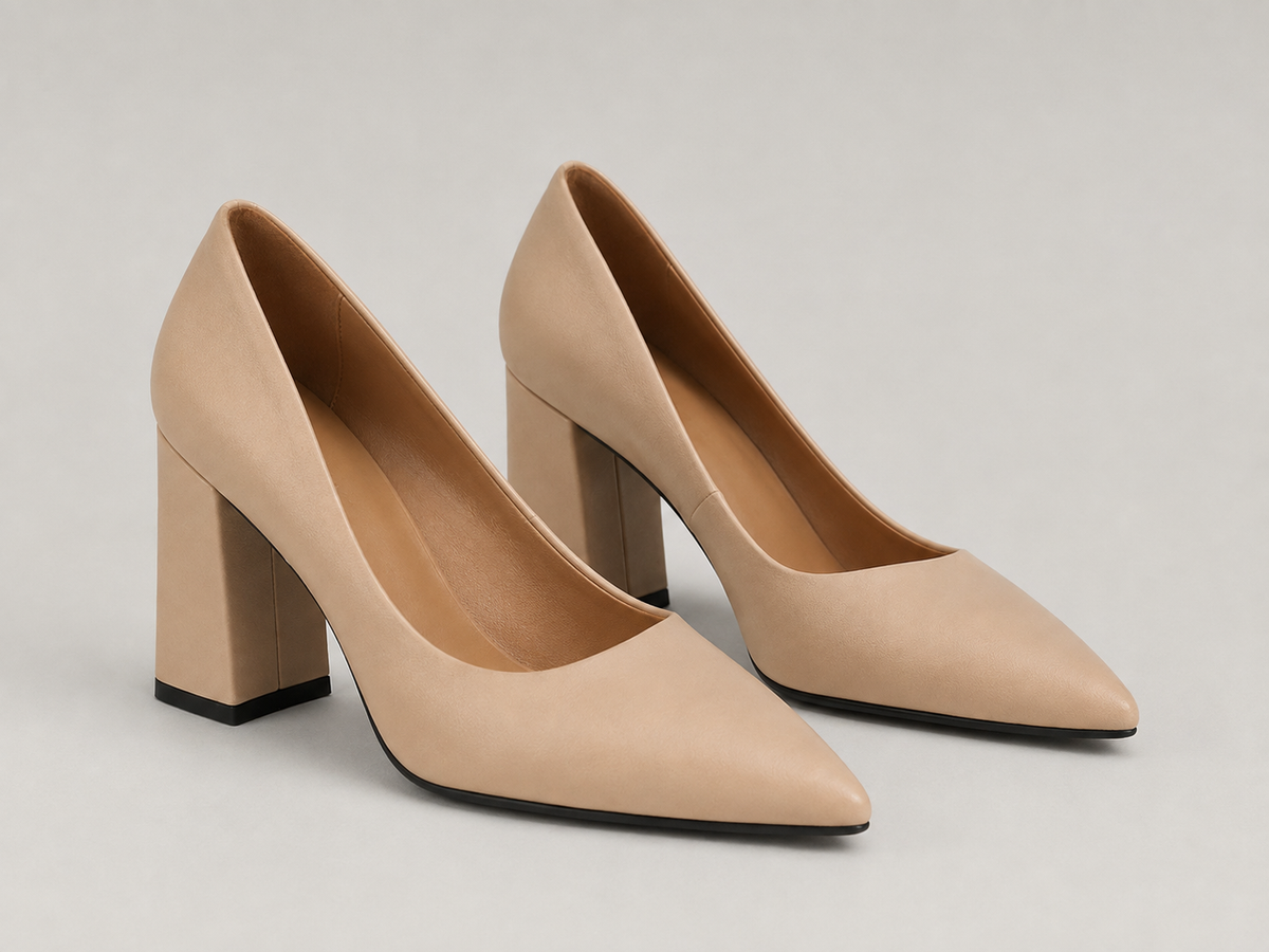 Gigi | Mulher Scarpin Couro Bico Fino Salto Bloco