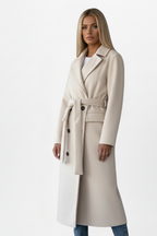 Bexcellent | Casaco Longo Feminino Duplo Abotoamento com Cinto
