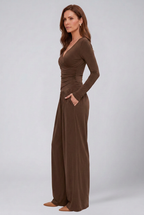 Luna | Conjunto Feminino 2 Peças Top Wrap Calça Wide Leg