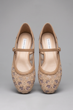 Valentina | Sapatilhas Femininas Mary Jane Renda Floral Bico Redondo