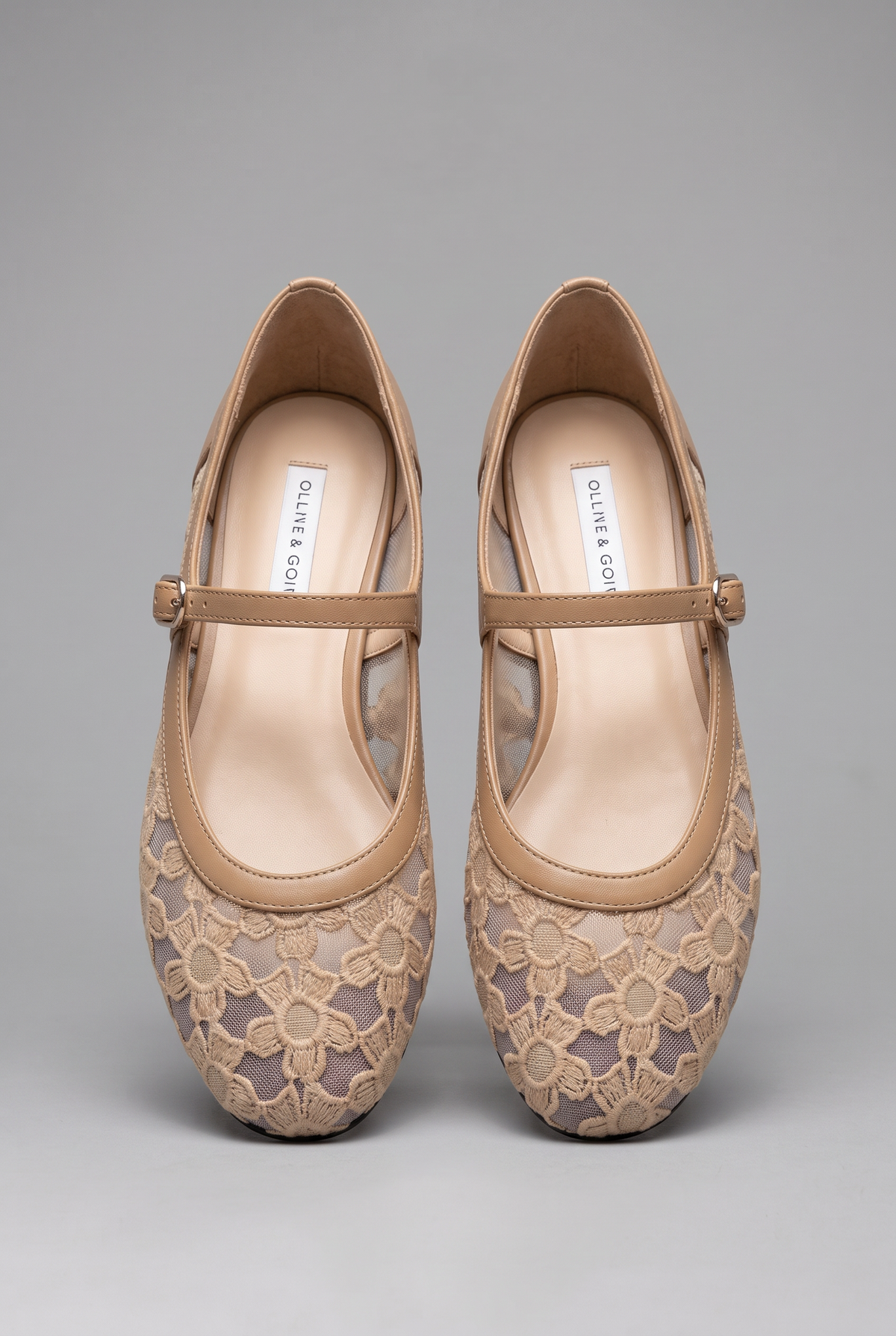 Valentina | Sapatilhas Femininas Mary Jane Renda Floral Bico Redondo