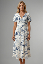 Ottoline | Vestido Midi Feminino Floral Decote V