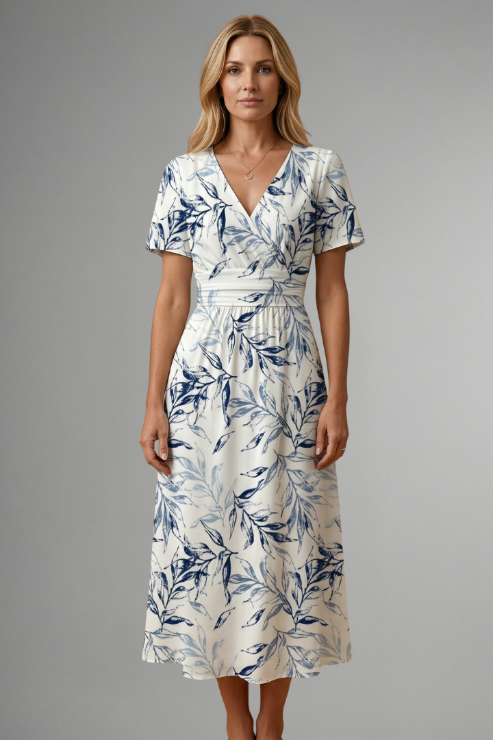 Ottoline | Vestido Midi Feminino Floral Decote V