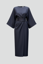 Embla | Vestido Midi Feminino Manga Larga Cinto na Cintura