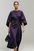 Embla | Vestido Midi Feminino Manga Larga Cinto na Cintura