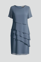 Marlowe | Vestido Feminino Manga Curta Painel Frontal em Camadas