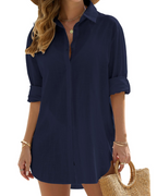 Camisa de Praia Mulher | Mangas Longas Ajustáveis | Tecido Leve