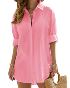 Camisa de Praia Mulher | Mangas Longas Ajustáveis | Tecido Leve