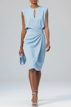 Romy | Vestido Midi Feminino Decote Vazado com Franzido