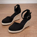 Anouk | Sandálias Anabela Femininas com Fivela no Tornozelo