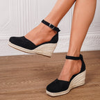 Anouk | Sandálias Anabela Femininas com Fivela no Tornozelo