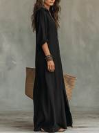 Vestido Maxi Feminino Solto Gola Estruturada
