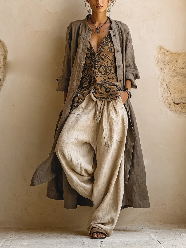 Liora | Conjunto Feminino 3 Peças Wide Leg Fluido